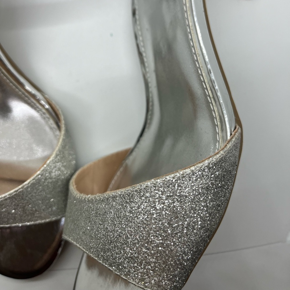 Fiona Sparkling Silver Heel Sandals Size 10W - Picture 4 of 7